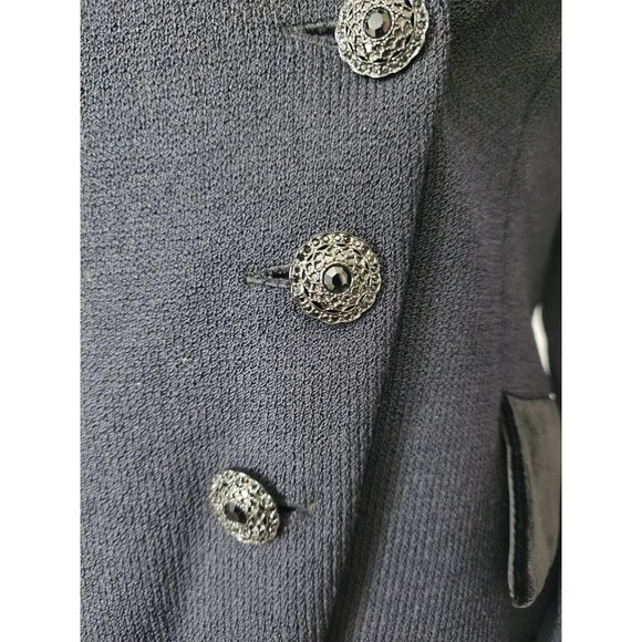 ELEGANT ST JOHN BLACK KNIT EVENING JACKET, SIZE 4, Velour / Velvet Trim Santana - Picture 13 of 16